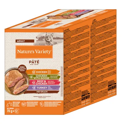 Nature's Variety Original Paté No Grain 24 x 70 g pour chat - lot mixte (poulet, poulet & oie, bœuf & poulet, dinde)