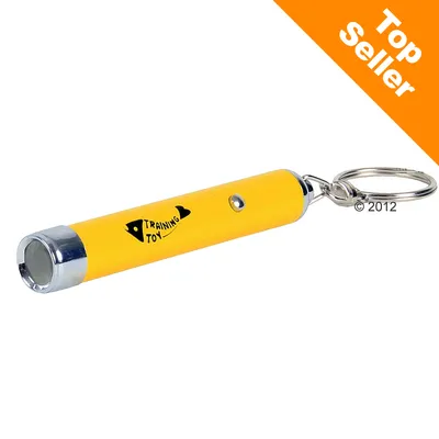 Žuti privjesak s natpisom Training Toy i metalnim prstenom. U gornjem desnom kutu narančasta oznaka s bijelim tekstom: Top Seller.