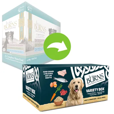 Burns Variety Box vådfoder til hunde 6 x 395 g - Mixpakke (4 smagsvarianter)