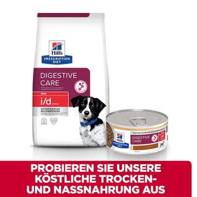 Hill's Prescription Diet Digestive Care Mini i/d Stress suha in mokra hrana, priporočena s strani veterinarjev.
