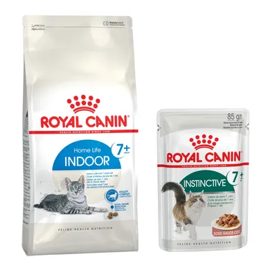 Zestaw Royal Canin, sucha + mokra karma - Indoor +7