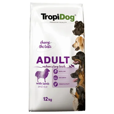 Tropidog Premium Adult Medium/Large, lam og ris - 12 kg
