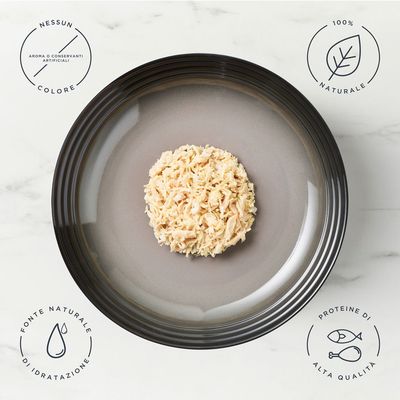 Encore Chicken Selection, 5 x 50g buste. 100% ingredienti naturali. Varietà: 2x petto di pollo, 2x petto di pollo con anatra, 1x petto di pollo con fagiolini in brodo.