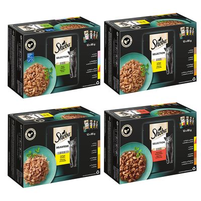 Mégapack Sheba 48 x 85 g pour chat Lot mixte I (4 variétés)
