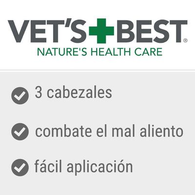 VET'S BEST Nature's Health Care. 3 cabezales, combate el mal aliento, fácil aplicación.