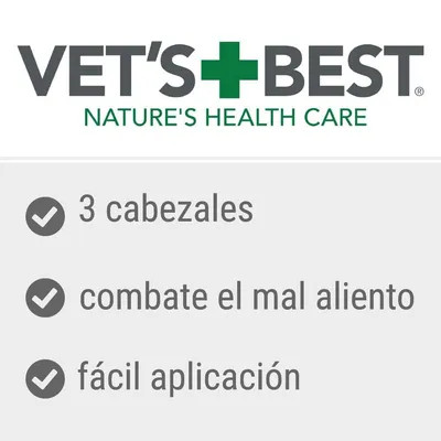 VET'S BEST Nature's Health Care. 3 cabezales, combate el mal aliento, fácil aplicación.