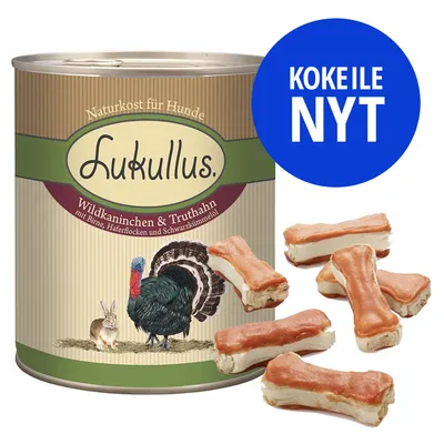 Lukullus-kokeilupakkaus, villikani & kalkkuna, 6 x 800 g + 12 x 5 cm puruluut - villikani ja kalkkuna 6 x 800 g