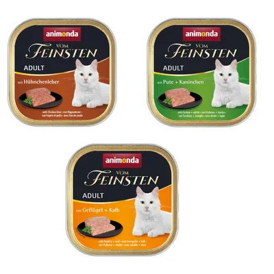 Kombi-Paket animonda vom Feinsten Adult 36 x 100 g - 12 x Geflügel & Kalb / 12 x Pute & Kaninchen / 12 x Hühnchenleber