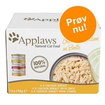 Applaws Natural Cat Food, 100% Natural. 12 x 156g: 4 x Chicken Breast, 4 x Chicken Breast with Duck, 4 x Chicken Breast with Cheese. Prøv nu! Tekst på engelsk.
