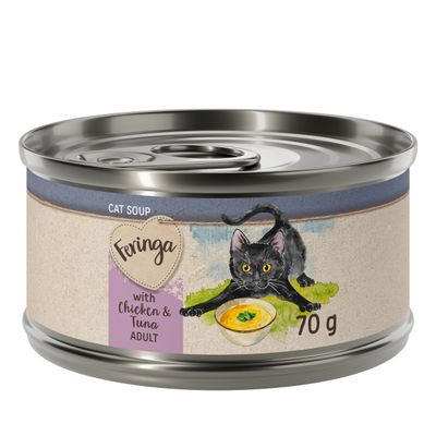 Feringa Cat Soup 24 x 70 g - výhodné balení kuřecí a tuňák
