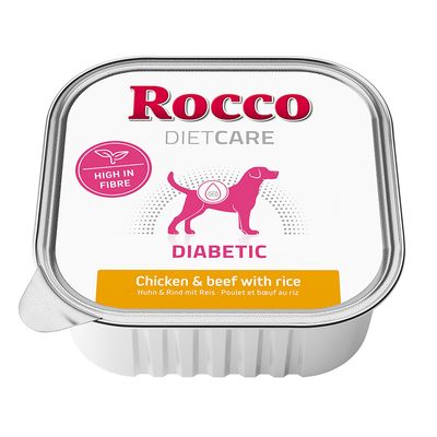 Rocco DietCare Diabetic. Vezelrijk. Kip en rund met rijst.