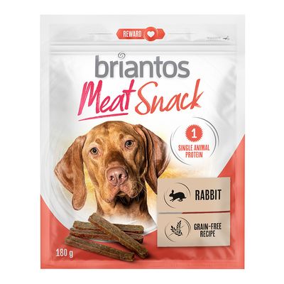 Briantos Meat Snack, 180 g, jednoživočíšny proteín, králik, receptúra bez obilnín.