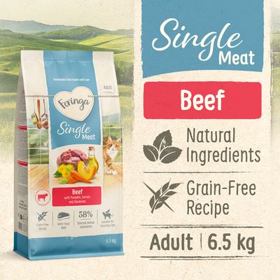 Feringa Adult Single Meat Beef (Classic Beef) - cat dry food Economy Pack: 13kg (2 x 6.5kg)