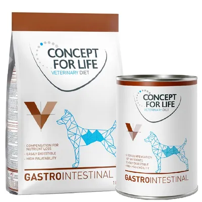 Kombi-Paket: Concept for Life Veterinary Diet Gastrointestinal Hundefutter - 1 kg Trockenfutter + 6 x 400 g Nassfutter