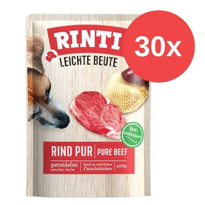 RINTI Leichte Beute Rind Pur, bez zbóż, o obniżonej zawartości tłuszczu, bogaty w naturalne kawałki mięsa, 400g. Opakowanie 30 szt. RINTI Leichte Beute Rind Pur, bez zbóż, o obniżonej zawartości tłuszczu, bogaty w naturalne kawałki mięsa, 400g. Opakowanie 30 szt.