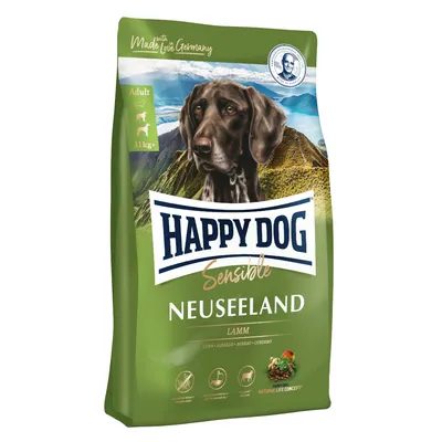 Happy Dog Sensible Neuseeland Lamm, felnőtt, 11 kg. Németországban készült. Gluténmentes, érzékeny kutyáknak alkalmas. Natural Life Concept.
