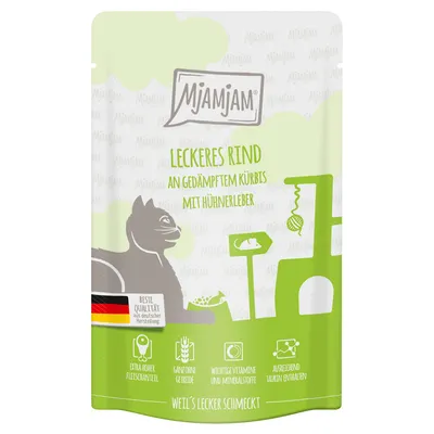 Mjamjam Buste 24 x 125 g umido gatto - Manzo & Zucca al vapore