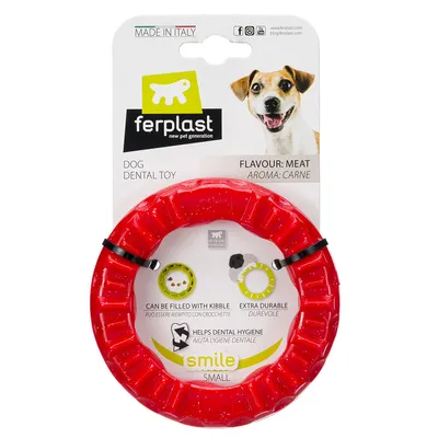 Ferplast Smile chewing ring, red - Size S: diameter 12 x H 2.4 cm