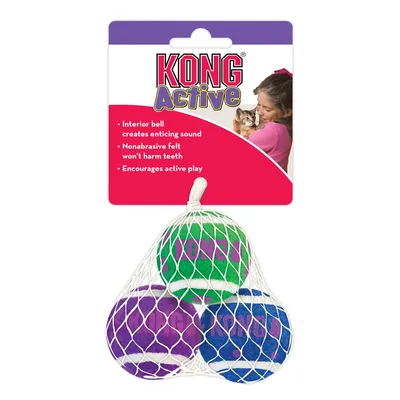 KONG Active Katze Tennisbälle mit Glocken - 3 Stück