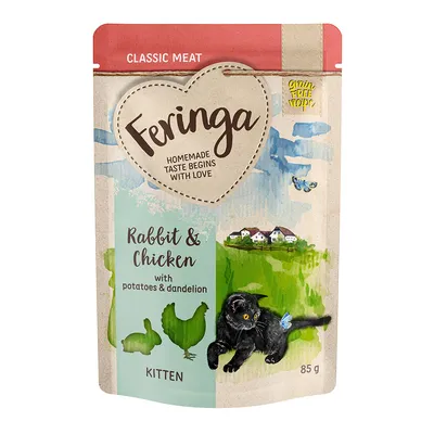 Feringa Classic Meat, conejo y pollo con patatas y diente de león, receta sin cereales, gatitos, 85g.
