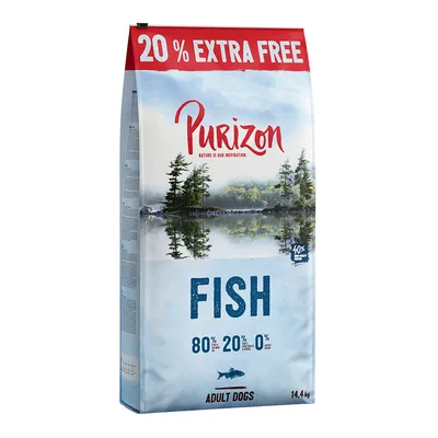 Purizon Adult Dogs Fish, 14,4 kg. 20% extra grátis. 80% peixe, 20% legumes, 0% cereais.