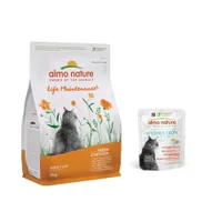 Croquettes Almo Nature 2 kg + sachets 6 x 50 g offerts ! - Holistic poulet, riz + bouillon de poulet avec filet de poulet