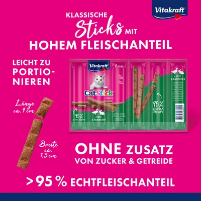 Vitakraft Cat Stick Classic, Ente & Kaninchen - 6 x 6 g