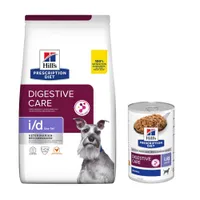 10 kg /12 kg Hill's Prescription Diet + 3 x 370 g / 360 g / 350 g hozzáillő nedvestáp ingyen! - 12 kg i/d Low Fat Digestive Care száraztáp + 3 x 360 g nedvestáp