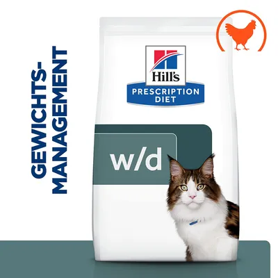 Hill's Prescription Diet w/d Gewichtsmanagement für Katzen, Geschmacksrichtung Huhn.
