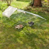 Kerbl Luksus løbegård, 4-kantet med spidstag - L 220 x B 103 x H 85 cm