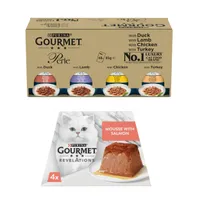 Gourmet Perle Wet Cat Food + 12 x 57g Gourmet Wet Cat Food Free! * - Chef's Collection in Gravy (96 x 85g) + Salmon Revelations Mousse (12 x 57g)