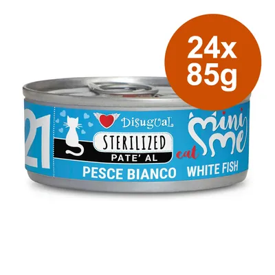 Disugual Mini Me Sterilized Paté al pesce bianco, 24x85g lattina per gatti.