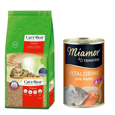 Cat's Best Original + 135 ml Miamor Vitaldrink kuracie zadarmo - Original, 40 l (ca. 17,2 kg) + Vitaldrink, 135 ml