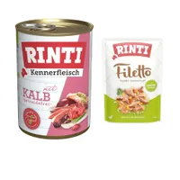 6 x 400 g RINTI Kennerfleisch + 100 g Filetto Pouch in Jelly mit Ente & Gemüse gratis! - Kalb