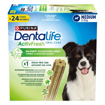 PURINA Dentalife Active Fresh Tägliche Zahnpflege-Snacks für mittelgrosse Hunde - 48 Sticks