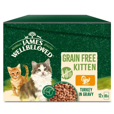 James Wellbeloved Kitten Hypoallergenic Pouches - Turkey in Gravy - 12 x 85g