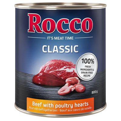 Sparepakke: Rocco Classic 24 x 800g Okse med fjerkræhjerter