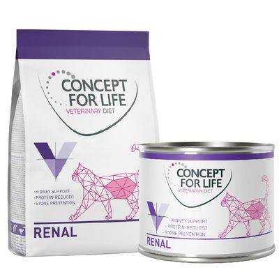 Kombi-Paket: Concept for Life Veterinary Diet Renal 350 g Trockenfutter + 6 x 200 g Nassfutter