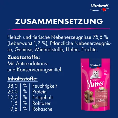 Vitakraft Cat Yums, Leberwurst - Sparpaket: 3 x 40 g