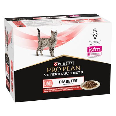 PURINA PRO PLAN Veterinary Diets Feline DM ST/OX Diabetes Management bœuf pour chat 20 x 85 g