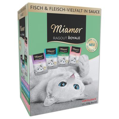 Blandet Prøvepakke Miamor Ragout Royale 12 x 100 g Blandet pakke: Biter i saus