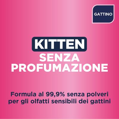 GATTINO Kitten senza profumazione. Formula al 99,9% priva di polvere per i nasi sensibili dei kitten.