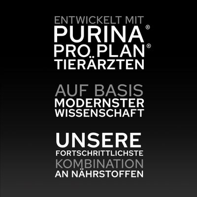 Entwickelt mit Purina Pro Plan Tierärzten. Auf Basis modernster Wissenschaft. Unsere fortschrittlichste Kombination an Nährstoffen.