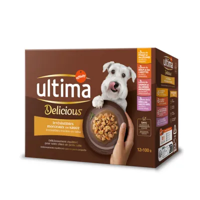 Ultima Delicious Chunks in Gravy (Chicken, Beef, Salmon, Turkey) Mixed Pack - 12 x 100g
