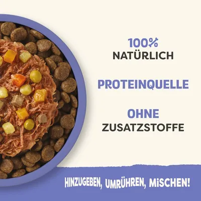 100% natürlich, Proteinquelle, ohne Zusatzstoffe. Hinzugeben, umrühren, mischen!