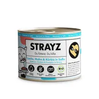 STRAYZ BIO 6 x 200 g - Bio-Lachs, Bio-Huhn & Bio-Kürbis in Soße