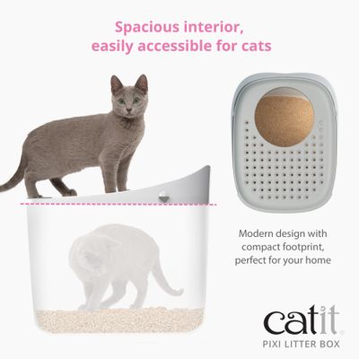 catit PIXI LITTER BOX tágas belső térrel, könnyen megközelíthető a macskák számára. Modern kialakítás kompakt alapterülettel, ideális az otthonába.