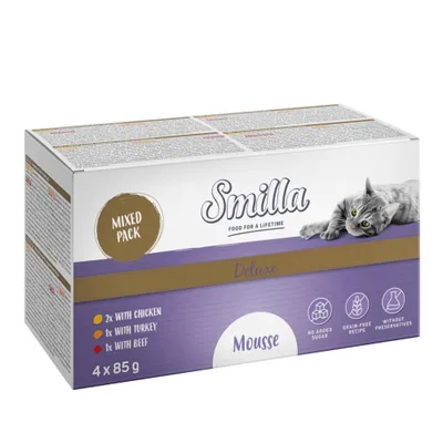Smilla Deluxe Mousse Mix (Huhn, Rind, Truthahn) - 4 x 85 g Smilla Deluxe Mousse Mix (Huhn, Rind, Truthahn) - 4 x 85 g