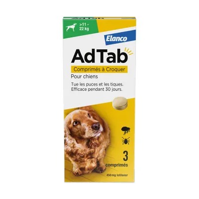 AdTab comprimés à mâcher pour chien - 3 comprimés, pour les chiens de 11 à 22 kg