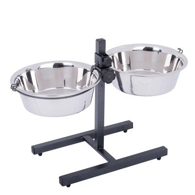 Hundebar inklusive 2 Edelstahlnäpfe 2 x 1,8 l, Ø 21 cm, Höhe bis 38 cm